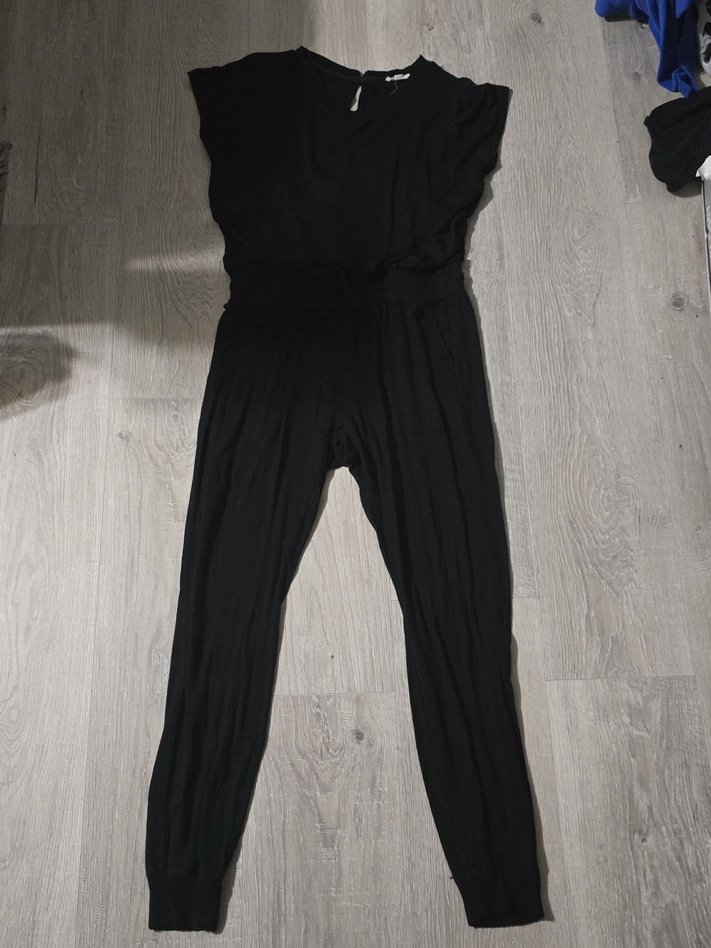 Splendid Black Short-Sleeve Jumpsuit with Cuffed Ankles